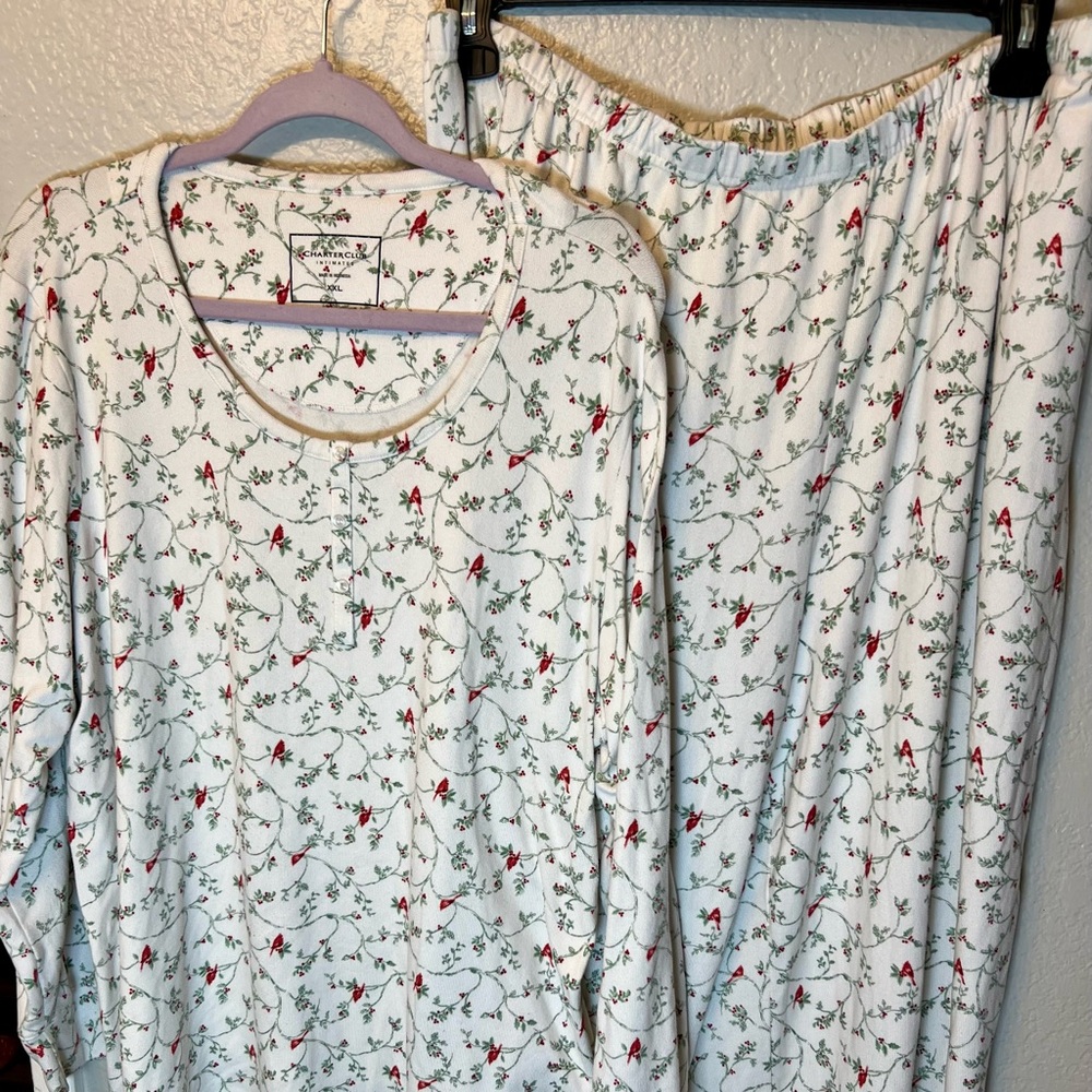 Charter Club Pajama Set with Red Bird Accents